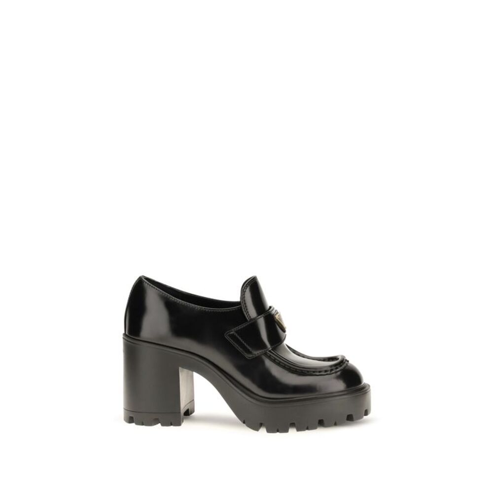 Prada Women Leather Heeled Loafers